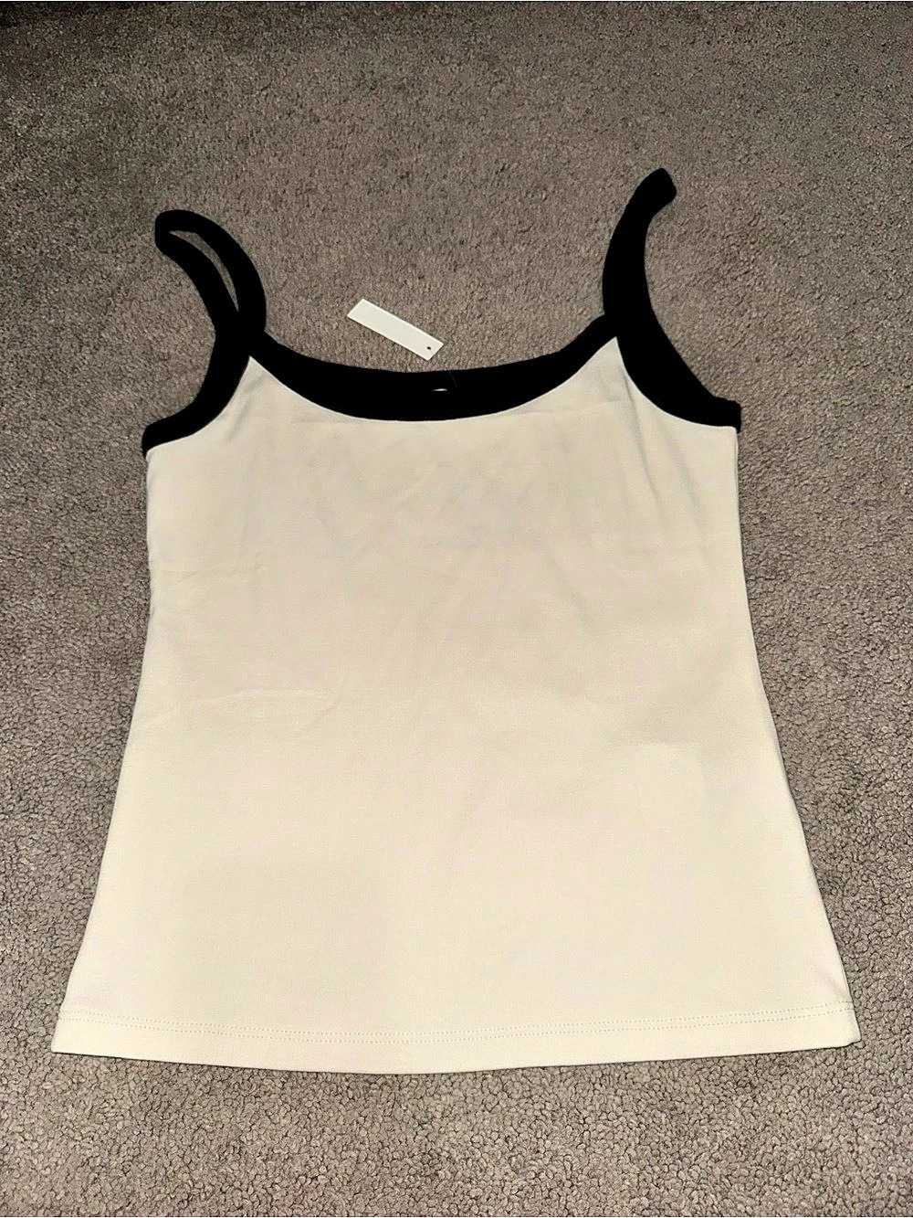 Madewell The '90s Cami in Compact Cotton Tank Top White & Black Small